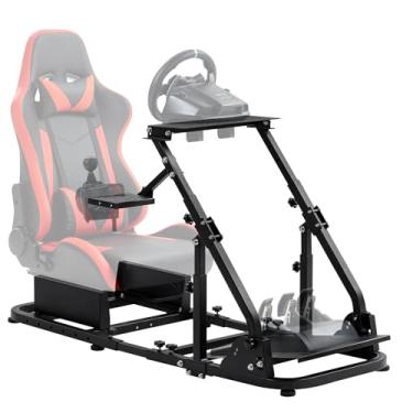 Imagem de Supllueer Racing Simulator Cockpit with Dual Reinforcement Arm Compatible with Logitech G25 G27 G29 G920 G923,Thrustmaster T300, Steering Wheel Stand, Wheel Pedals and Seat Not include