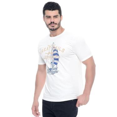 Imagem de Camiseta Masculina Gola Redonda Manga Curta Estampada Navegação Off White Emporio Alex-Masculino