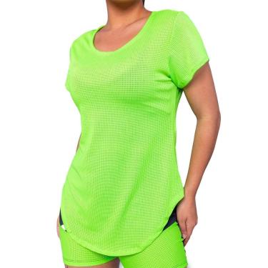 Imagem de Camiseta Fitness Feminina Para Academia Gola Redonda Microfuros Ideal Para Esportes Donna Martins-Feminino