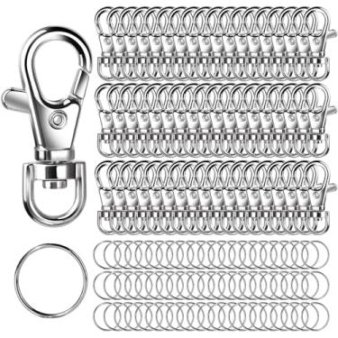 Imagem de 160 peças, gancho giratório de metal com cordão e chaveiro, LEOBRO 80 peças, fecho de garra de lagosta pequeno com gancho giratório e 80 peças, chaveiro para cordão, chave, berloque, joia, artesanato artístico