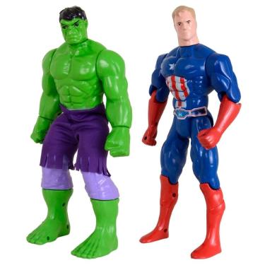 Imagem de Kit Dupla Heróis Articulável Capitão América e Incrível Hulk