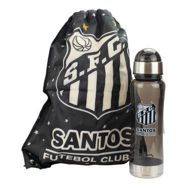 Imagem de Kit Santos Fc Garrafa Grande 750ml + Mochila Tipo Saco
