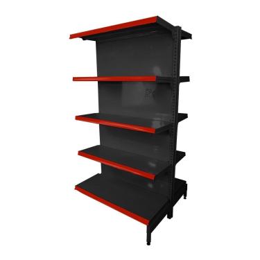Imagem de Gôndola Prateleira Preta 5 Níveis 40x30 New Plus 1,70 Central Continuação pe Vermelho - Sa Gôndolas