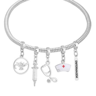 Imagem de Pulseira Profissão Enfermagem Banhado a Prata 925 - WORK SEMIJOIAS, 20