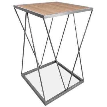 Imagem de Mesa De Canto Alta Modelo Industrial Wire Lateral Decoração Para Sala 