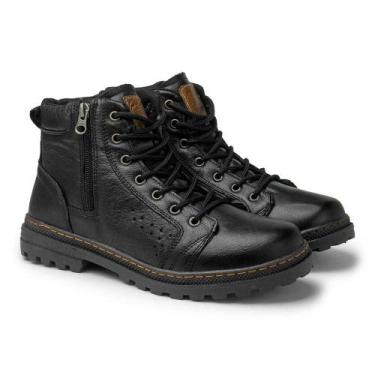 Imagem de Bota de Couro Legitimo Masculina Preto Coturno Vacanza Laroche Zíper C