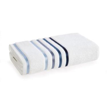 Imagem de Toalha de Rosto Karsten Fio Penteado Lumina Branco/ Azul, U