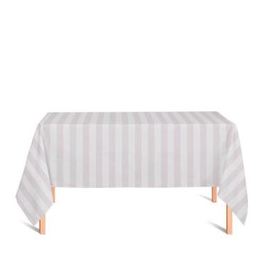 Imagem de Toalha de Mesa Retangular em Tecido Jacquard Off-White Listrado Tradic