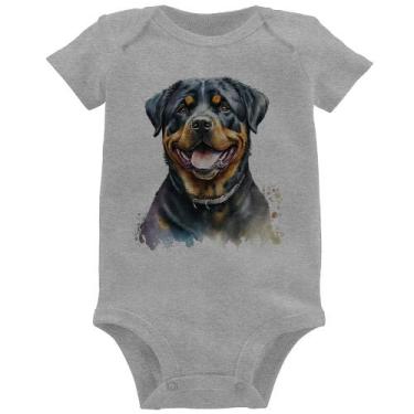 Imagem de Body Bebê Cachorro Rottweiler - Foca na Moda, Cinza, P