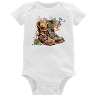 Imagem de Body Bebê Botas e Chapéu Retrô - Foca na Moda, Branco, M