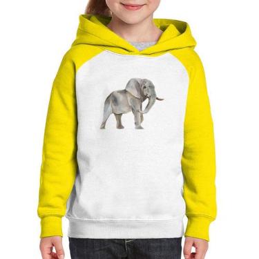 Imagem de Moletom Infantil Elefante - Foca na Moda, Branco, Amarelo, 8
