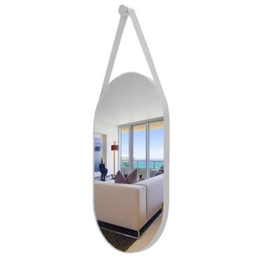 Imagem de Espelho 76x43 Oval Moderno + Pendurador - VSA, Gelo