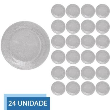 Imagem de 24 Pratos Redondos Fundo 22cm Acqua Refeição Transparente - NADIR FIGU