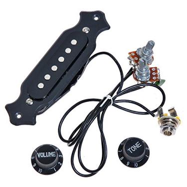 Imagem de TraderPlus 1 conjunto de captador de guitarra de caixa de charutos de 6 cordas pré-cabeado com volume e tom para guitarra elétrica (preto)