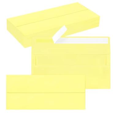 Imagem de Pacote com 50 envelopes empresariais nº 10, envelopes amarelos claros padrão autovedantes para envio comercial seguro e jurídico, escritório, cheques, cartas, faturas, 10 x 23 cm
