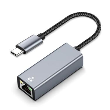 Imagem de Adaptador tapy c para Ethernet com USB C para RJ45 Gigabit LAN 1000 Mbps rede com fio,