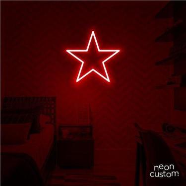 Imagem de luminaria letreiro Neon Led Estrela 100x100 luminoso decoração p/ self