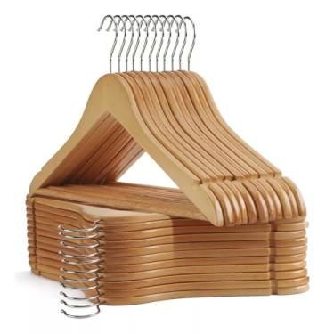 Imagem de Conjunto com 15 Cabides Resistentes em Madeira Armário Closed Organização