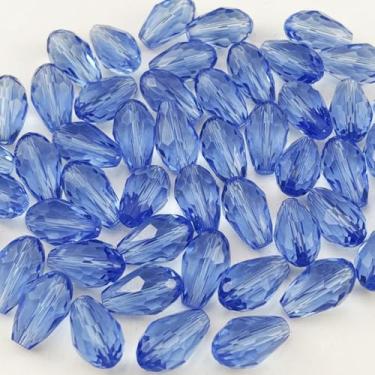 Imagem de YUEXIGO 200 peças de contas de cristal de gota de 3 x 5 mm para fabricação de joias, contas espaçadoras de vidro em forma de gota com furo vertical facetado para sinos de vento, pulseira, brinco