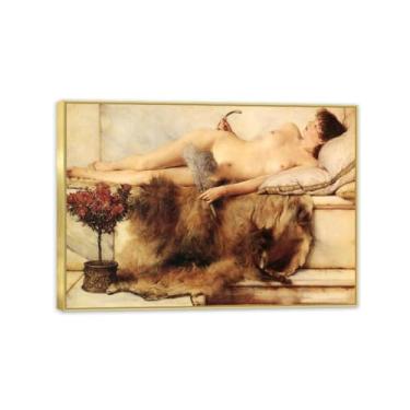 Imagem de MOBYAT Moldura dourada no Tepidarium por Lawrence Alma Tadema Impressões, reprodução de pintura a óleo, impressão giclée em tela, arte de parede pronta para pendurar para decoração de quarto de casa.