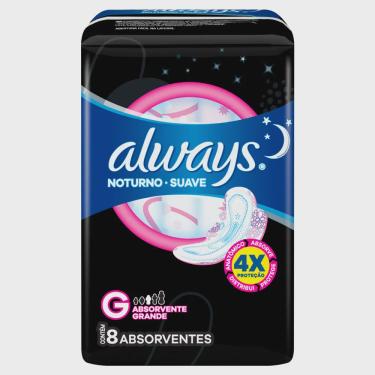 Imagem de Absorvente Always Noturno Suave Tamanho G com Abas 8 Unidades