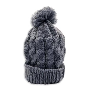 Imagem de Touca de Inverno com Pompom - Conforto e Estilo - Cinza