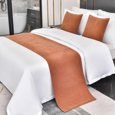 Imagem de Cachecol de cama luxuoso para cama de hotel espesso de cor sólida decoração de cama estilo europeu simples protetor de cama macio sem desbotamento toalha de cama para quarto de casamento -