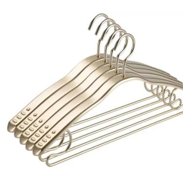 Imagem de Cabides padrão 10 peças cabides de alumínio cabides de metal cabides antiderrapantes que economizam espaço cabides resistentes para homens e mulheres economia de espaço (cor: ouro rosa) (ouro a)
