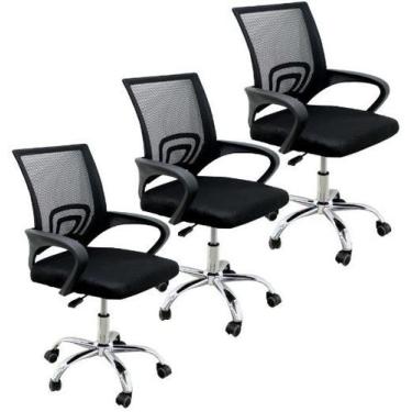 Imagem de Conjunto 3 Cadeiras Confortavel Para Trabalhar Escritório Diretor Secr