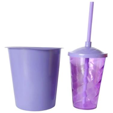 Imagem de Kit 20 Cinema Balde Pipoca 1litro + Copo Twister 400ml com Tampa e Canudo (ROXO)