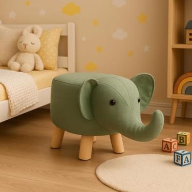 Imagem de Banqueta Infatil de Elefante Decoração de Quarto Brinquedoteca Consultorio Médico Descanso para os pés 4HUB E-IMPORTS (Elefante Verde)