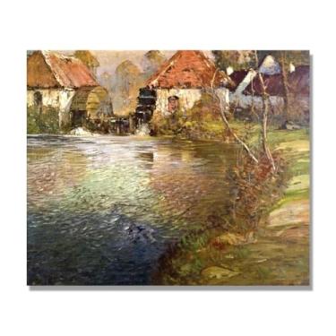 Imagem de NHLDZYH Quadro romântico. (Duplo moinho) por George Ames Aldrich. Impressão em tela. Quadros decoração de parede. 80 x 96 cm Só tela