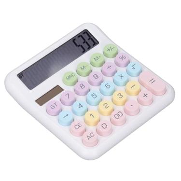 Imagem de Naroote Calculadora de Desktop, Calculadora Leve de 12 Dígitos Com Bateria Solar, Grandes Chaves Redondas, de Energia Dupla para Crianças para a Escola (Luar branco)