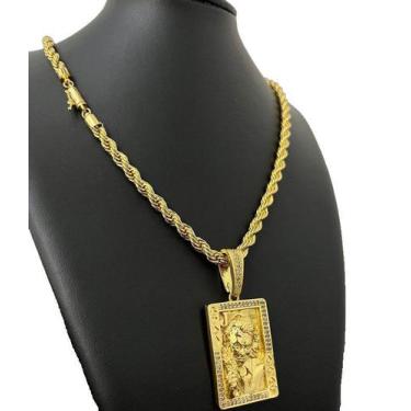 Imagem de Cordão Baiano 8mm + Pingente Coringa - Banhado a ouro 18k - ToJoia18k