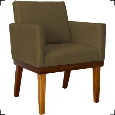 Imagem de Poltrona Decorativa Para Sala Recepção Consultório Escritório Base Em Madeira Divine Suede