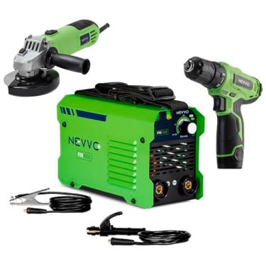 Imagem de Máquina Inversora De Solda Fix1650 Bivolt 160a Mma Tig + Parafusadeira Furadeira 12V 750Rpm 15Nm Sem Fio PFN12 + Esmerilhadeira Lixadeira Angular 500W 11000RPM 115mm 220V ESN500 NEVVO