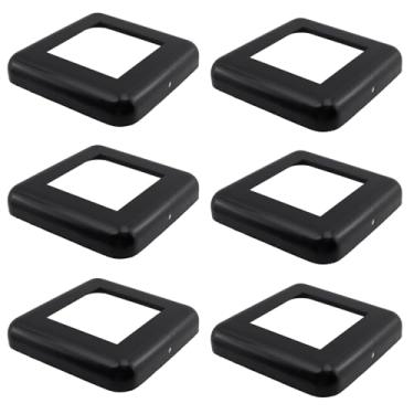 Imagem de Tsnamay 6 peças de cobertura de base de poste de convés, capas de base de poste de moldagem integrada de ferro galvanizado para grades de escada de ferro, grades de varanda, capas de saia de poste, 8