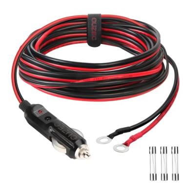 Imagem de CUZEC Cabo de alimentação resistente 14AWG 20A plugue macho isqueiro adaptador com cabo de 3,05 m 16 AWG para inversor de carro, bomba de ar, copo elétrico e faça você mesmo