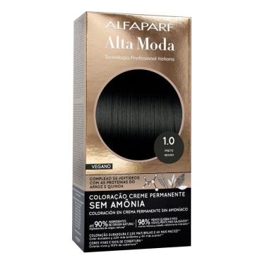 Imagem de Coloração Creme Permanente Alfaparf Alta Moda Vegano Sem Amônia 1.0 Preto