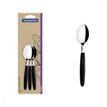 Imagem de Conjunto Colheres Chá Ipanema Inox Cabos Poliprop. Preto 3Pç - Tramont