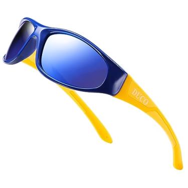 Imagem de DUCO Óculos de sol esportivos polarizados para crianças, meninos, meninas, inquebráveis, juvenis, proteção UV400, idade 6-10 K001, K001-revo Azul, One Size