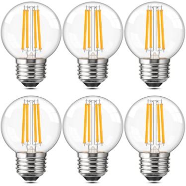 Imagem de Guangyue Lâmpadas Edison de LED transparente E26 reguláveis, lâmpadas Edison G16.5 4W equivalente a 40 watts, branco macio 760LM 2700K, lâmpada decorativa pequena redonda para pingente, lustres