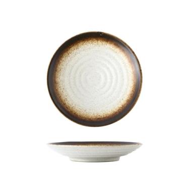 Imagem de Prato de salada esmaltado em forno redondo de cerâmica personalidade criativa doméstica - prato raso de ouro gergelim 21,6 cm