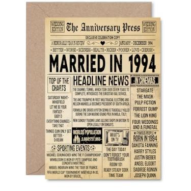 Imagem de Stuff4 Cartão de aniversário de 31 anos para homens e mulheres - Jornal vintage casado em 1994 - Cartão de aniversário de casamento feliz de 31 anos para esposa companheira marido parceiro, cartões