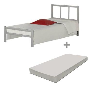 Imagem de Cama de ferro tubular solteiro resistente com colchão Laís 88
