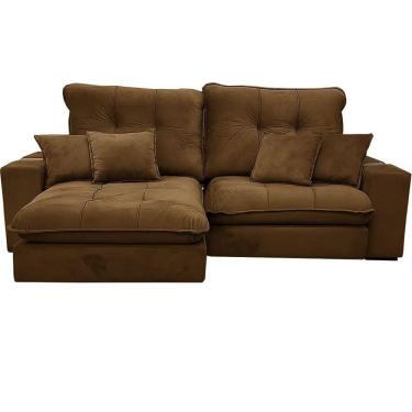 Imagem de Sofá Premium 250cm em Veludo 4 Lugares Retrátil e Reclinável Aifos Cor Marrom