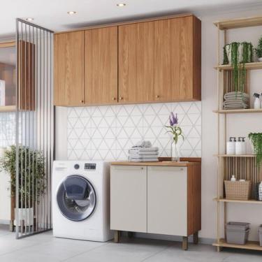 Imagem de Lavanderia Modulada 3 Peças com Tampo Yasmin Espresso Móveis