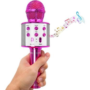 Imagem de Microfone Karaoke Sem Fio Bluetooth Caixa Som Cor:Rosa Pink