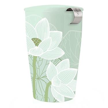 Imagem de Tea Forte Kati Cup Lotus, copo de infusor de chá de cerâmica com infusor e tampa para chá de folhas soltas