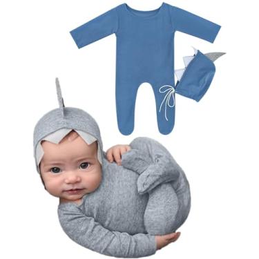 Imagem de CUTEBBPHOTO Macacões para fotografia de bebês recém-nascidos para meninos e meninas, macacão de crochê, Azul 4, 0-3 Meses